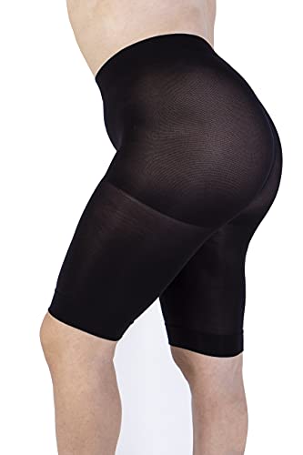 Figurenformend Radlerhose Damen Große Größen, Anti Chafing Shorts 90 Deniers, Übergrößen Miederhose, Hoch Tailliert, Bequem und Atmungsaktiv Shapewear - Made in Ital (Black, 4) von LEELA LAB