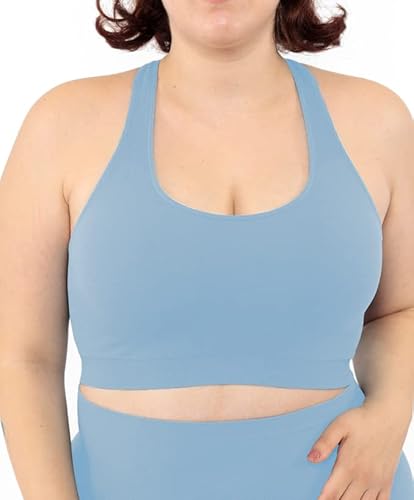 LEELA LAB Sport-BH Große Größen, Bequem und Vielseitig, bietet Unterstützung ohne Einzuengen, mit Nahtloser Technologie - Made in Italy (Desaturated Blue, XXL) von LEELA LAB