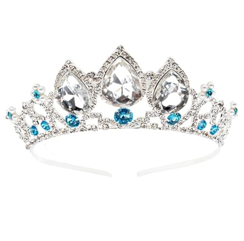 Mädchen Prinzessin Tangled Kristall Strass Cosplay Tiara Stirnband Krone für Prom Halloween Geburtstag Kostüm Party (Silber Blau) von LEEMASING