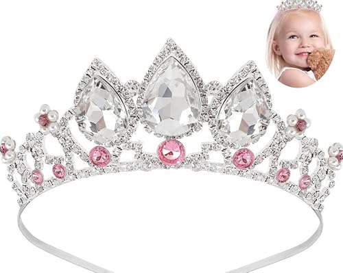 Mädchen Prinzessin Tangled Kristall Strass Cosplay Tiara Stirnband Krone für Prom Halloween Geburtstag Kostüm Party (Silber Rosa) von LEEMASING