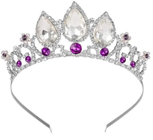 Mädchen Prinzessin Tangled Kristall Strass Cosplay Tiara Stirnband Krone für Prom Halloween Geburtstag Kostüm Party (Silber lila) von LEEMASING