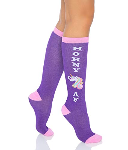 LEG AVENUE Damen Knee Socks Lick Me Kniestrümpfe, violett/pink, Einheitsgröße LEG AVENUE Damen Knee Socks Lick Me Kniestrümpfe, violett/pink, Einheitsgröße von LEG AVENUE