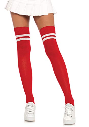 LEG AVENUE Damen - Ribbed Athletic Thigh Einheitsgröße Strumpfhose, Rot-weiss, Einheitsgröße EU LEG AVENUE Damen - Ribbed Athletic Thigh Einheitsgröße Strumpfhose, Rot-weiss, Einheitsgröße EU von LEG AVENUE