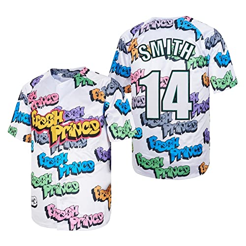 LEGEND 8 LEGACY24 #14 The Fresh Prince of Bel Air Academy Baseball Trikot für Herren, Weiß, L von LEGEND 8 LEGACY24