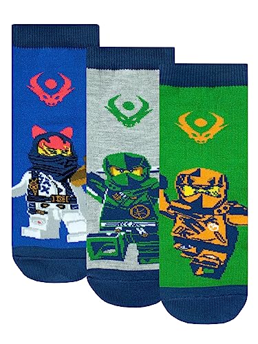 LEGO Ninjago Socken 3er Pack | Ninja Jungen Socken | Packung mit 3 Baumwollsocken für Jungen 27-30 cm von LEGO