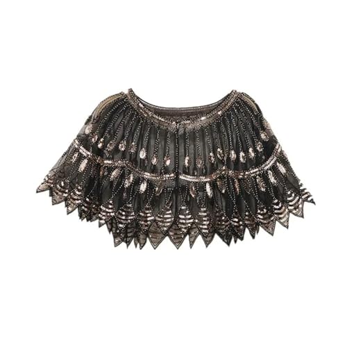 Damen Abend Glitzerschal 1920er Kleid Vintage Cape Elegante Stickerei Netz-Kurzarmpullover Modische Überwurf-Accessoires für Party und Ball Damen Abend Glitzerschal 1920er Kleid Vintage Cape Elegante Stickerei Netz-Kurzarmpullover Modische Überwurf-Accessoires für Party und Ball von LEIDAI