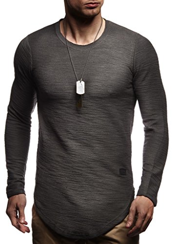 Leif Nelson Herren Pullover Rundhals-Ausschnitt Schwarzer Männer Longsleeve dünner Pulli Sweatshirt Langarmshirt Crew Neck Jungen Hoodie T-Shirt Langarm Oversize Anthrazit Medium von Leif Nelson