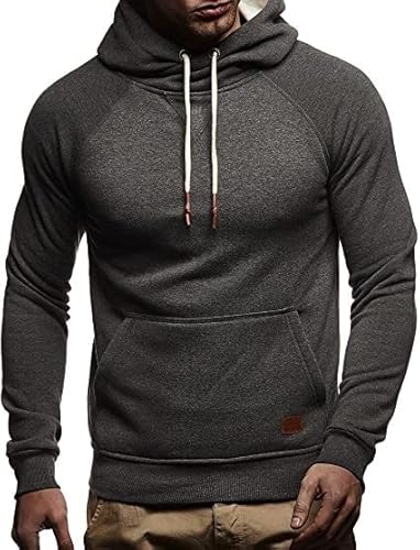 Leif Nelson Herren Kapuzenpullover Slim Fit Baumwolle-Anteil Moderner weißer Herren Hoodie-Sweatshirt-Pulli Langarm Herren schwarzer Pullover-Shirt mit Kapuze LN8125 Anthrazit 2in1 XX-Large von Leif Nelson