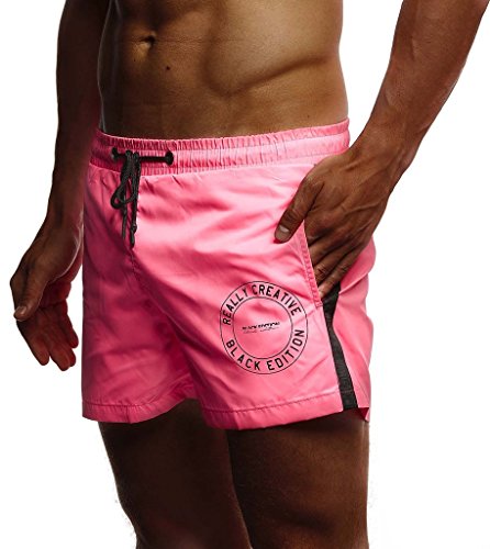 Leif Nelson Herren Sommer Badehosen Badeshorts Schwimmhose Schwimmshorts Beachshorts Strand Shorts Kurze Hosen Freizeithosen Jogginghose Cargo Hose Bermuda Chino LN9210; X-Large; Pink von Leif Nelson