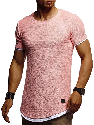 Leif Nelson T-Shirt Herren Sommer Rundhals-Ausschnitt (Rosa Größe XL), Regular Fit Herren-T-Shirt 100% Baumwolle, Casual Basic Männer T-Shirt Kurzarm von Leif Nelson