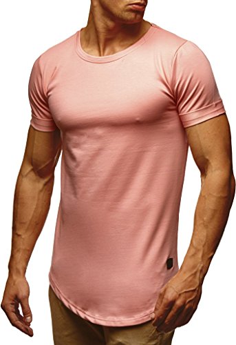 Leif Nelson T-Shirt Herren Sommer Rundhals-Ausschnitt (Rosa, Größe S), Regular Fit Herren-T-Shirt 100% Baumwolle, Casual Basic Männer T-Shirt Kurzarm von Leif Nelson