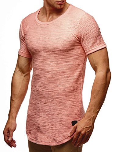 Leif Nelson T-Shirt Herren Sommer Rundhals-Ausschnitt (Rosa, Größe S), Regular Fit Herren-T-Shirt 100% Baumwolle, Casual Basic Männer T-Shirt Kurzarm von Leif Nelson