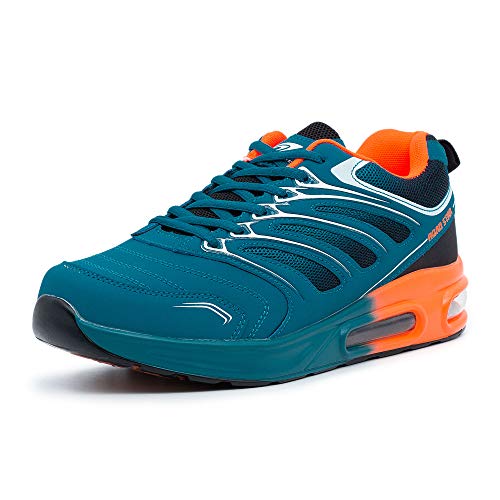 LEKANN 333 Herren Sportschuhe Laufschuhe Sneaker Dämpfung, Blau/Orange Gr. 42 EU von LEKANN