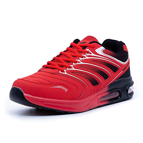 LEKANN 333 Herren Sportschuhe Laufschuhe Sneaker Dämpfung, Rot/Schwarz Gr. 42 EU von LEKANN