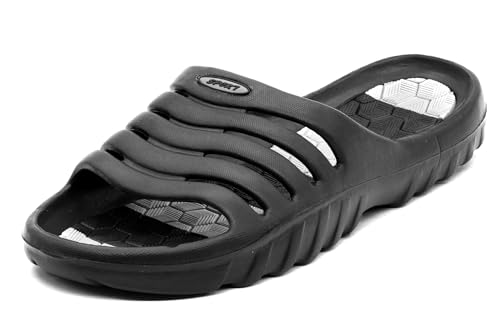 LEKANN 920 Herren Badelatschen Leichte Badeschlappen Sauna Dusch & Badeschuhe, Schwarz 41 EU von LEKANN