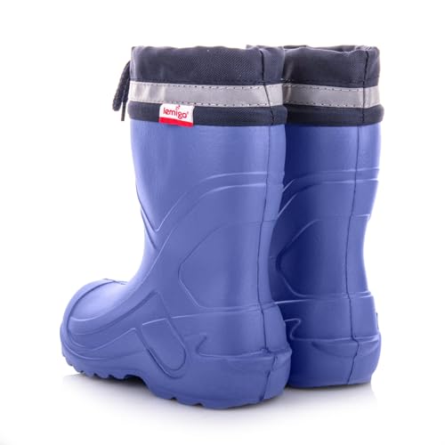 LEMIGO federleichte EVA Jungen Mädchen Gummistiefel mit Stulpe Camp (blau, 24/25) von LEMIGO