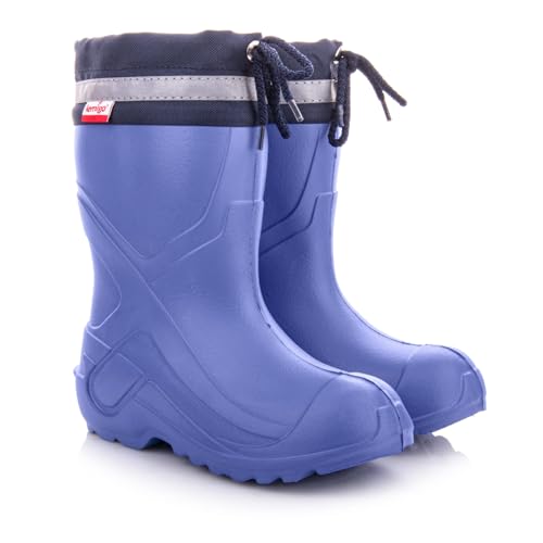 LEMIGO federleichte EVA Jungen Mädchen Gummistiefel mit Stulpe Camp (blau, 26/27) von LEMIGO