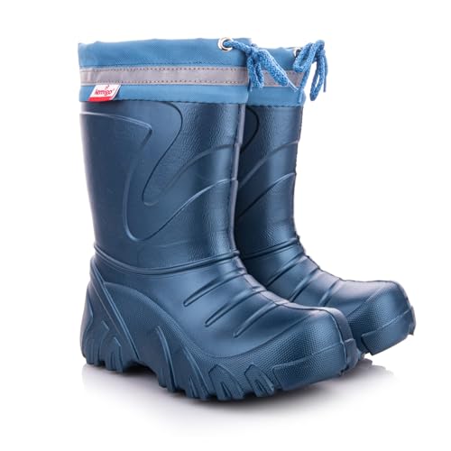 LEMIGO Kinder Unisex Warme EVA Gummistiefel Herausnehmbarer Wollisolierung Schneestiefel 22-37 EU (Marineblau, eu_footwear_size_system, big_kid, numeric_range, medium, numeric_34, numeric_35) von LEMIGO