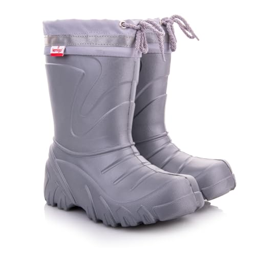 LEMIGO Kinder Unisex Warme EVA Gummistiefel Herausnehmbarer Wollisolierung Schneestiefel 22-37 EU (Silber, eu_footwear_size_system, big_kid, numeric_range, medium, numeric_34, numeric_35) von LEMIGO