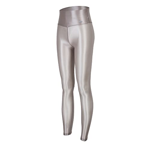 LEOHEX Durchsichtige Hohe Taille, glänzende Strumpfhose, gerüschter Po, Lifting, dehnbare Leggings, silber, XX-Large von LEOHEX