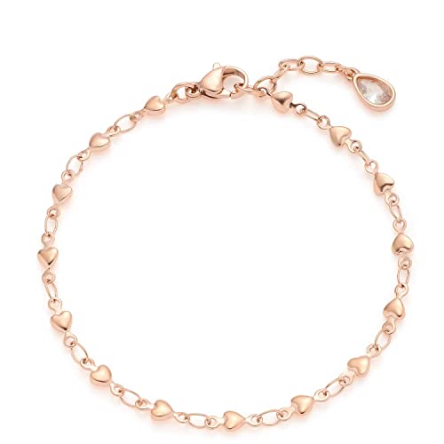 Leonardo Ciao Nana Armband, Armschmuck aus Edelstahl mit Herzen, rose-gold, 17,5-20 cm, Anker-Kette, Damen Schmuck, Valentinstag, Love, 022965 von Leonardo Jewels