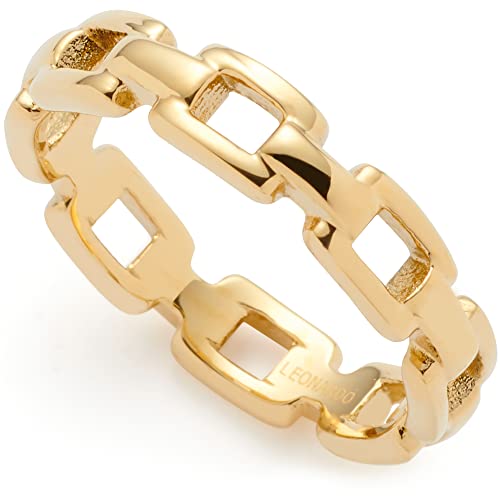 Leonardo Ciao Rocky Ring, Bandring aus Edelstahl, Gr. 16 (50), gold Kettenglied-Optik, farbecht, wasserfest, Statement Damenring, Schmuck, 1 Stück, 022973 von Leonardo Jewels