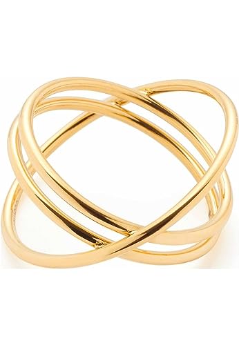 Leonardo Ciao Trinity Damen Fingerring aus Edelstahl IP Gold, mit 3 sich überkreuzenden Schienen, Ringgröße 19, Schmuck Geschenk für Frauen 023321 von Leonardo Jewels