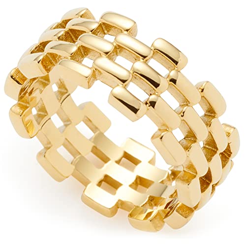 Leonardo Jewels Milanese Ring, Bandring aus Edelstahl, Gr. 17 (53) gold Kettenglied-Optik, farbecht wasserfest, Statement Damenring Schmuck, 023055 von Leonardo Jewels