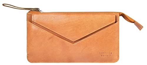 LEONARDO VERRELLI Damen-Geldbörse Clutch Portemonnaie Tasche Handtasche Echtleder 3000454 (Hellbraun (Cognac)) von LEONARDO VERRELLI