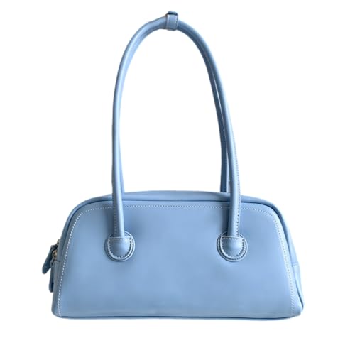 LERONO Modische Schultertaschen für Damen, große Kapazität, spritzwassergeschützt, Handtasche, Reisetaschen für Mädchen und Frauen, einfarbig, weiches Leder, blau von LERONO