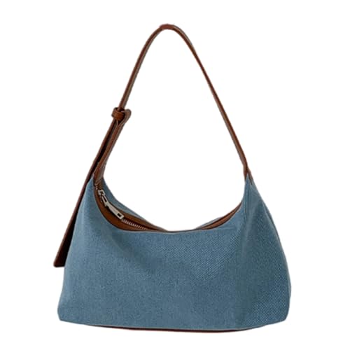 LERONO Taschen für Damen, koreanischer Stil, Achseltasche, Denim, Umhängetasche, ästhetische Handtasche, modisch, lässig, Unterarmtasche, Mädchen, Einkaufen, Dating, hellblau von LERONO