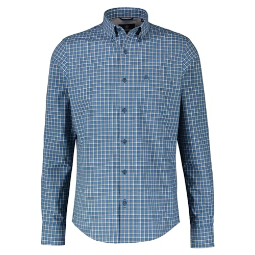 LERROS - Herren Langarmhemd Kariert Button-Down-Kragen (23D1170), Größe:XL, Farbe:Storm Blue (448) von LERROS