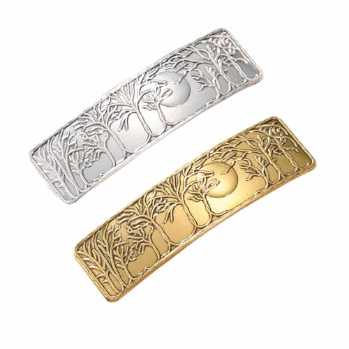 LERTREEUK 2 Stück Vintage Haarspange Metall Barrette Wald Mond Retro Französisch Haarnadel für Frauen handgefertigt (DunkelMond2) von LERTREEUK