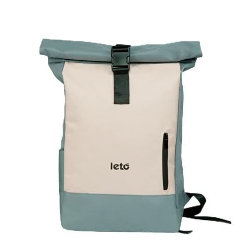 LETO Rolltop Rucksack Damen & Herren -Wasserabweisender Rucksack mit 16" Laptopfach für Uni Arbeit Freizeit Reiserucksack Wanderrucksack Rollrucksack 22l(Rosa-grau) von LETO