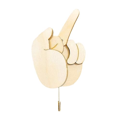 Funny Wooden Finger Brooch, The Finger Pin DIY Kit, Flippable Middle Finger Pin, Interactive Mood Expressing Pin, Cool Middle Finger Gag Gift for Men Women, (1Pcs) von LEVDRO