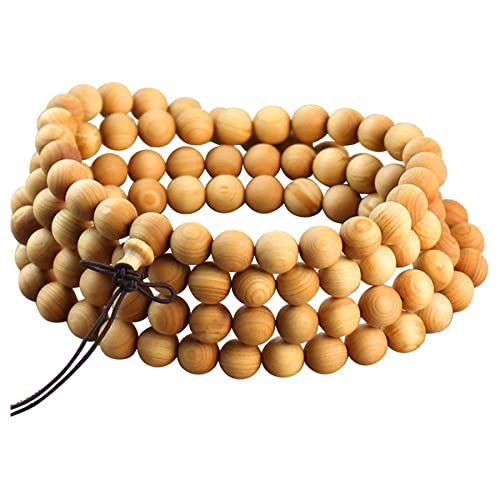 LEVINE HandstringHolzarmbänder, 108 Mala-Perlenarmband, 8 mm, natürliche Holzperlen, Gebetsmeditation, tibetisch-buddhistische Rosenkranz-Halskette, Damen- und Herrenarmband, kein Edelstein von LEVINE