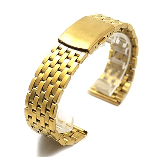 LEVINE Metall-Uhrenarmband, Metall-Ersatzband, Uhrenarmbänder, Uhr 18 mm, 20 mm, 22 mm, Armband aus Gold, Eisen, Metall, Faltschließe, Armband for Herren und Damenuhren (Größe: 20 mm) von LEVINE