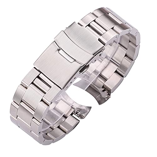 Metall-Uhrenarmband, Metall-Ersatzband, Uhrenarmbänder, Edelstahl-Uhrenarmband, 20 mm, 22 mm, Herren-Uhrenarmband aus gebürstetem Metall mit gebogenem Ende, Uhrenzubehör, Armband (Bandfarbe: Schwarz, von LEVINE