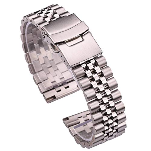 Metall-Uhrenarmband, Metall-Ersatzband, Uhrenarmbänder, Edelstahl-Uhrenarmband, Damen-Herren-Armband, 18 mm, 20 mm, 22 mm, 24 mm, silbernes Uhrenarmband mit geradem Ende, Uhrenzubehör (Farbe: Silber, von LEVINE