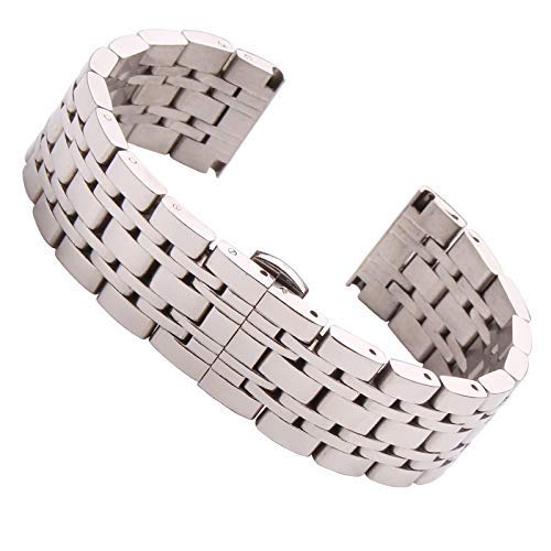 Metall-Uhrenarmband, Metall-Ersatzband, Uhrenarmbänder, Uhr 18 mm, 20 mm, 22 mm, Edelstahl-Uhrenarmband, Silber, poliert, Herren-Ersatz-Metallarmband, Armband-Zubehör (Farbe: Silber, Größe: 20 mm) ( C von LEVINE