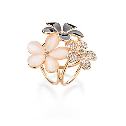 Schal-Ring, Schal-Ringe, Metall-Ring-Clip, Damen, elegant, Strass-Blumen-Schal, Ring, Schnalle, Clip-Halter, Schmuck-Zubehör (A, Einheitsgröße) von LEVINE