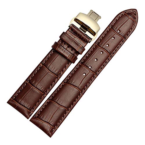 UhrenarmbandStilvolle und elegante Uhrenarmbänder for Männer und Frauen, 14 mm bis 24 mm echtes Leder-Herren-Uhrenarmband, Schnellverschluss, Schmetterlingsverschluss, handgenähter Uhrenarmband-Ersatz von LEVINE