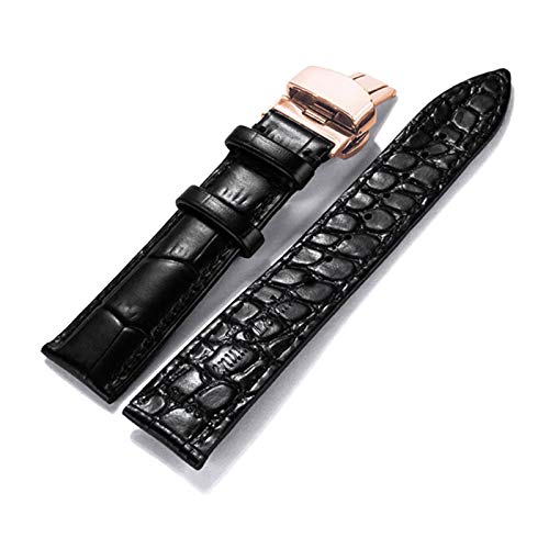 UhrenarmbandStilvolle und elegante Uhrenarmbänder for Männer und Frauen, 16 mm/18 mm/20 mm/22 mm Herren-Uhrenarmband aus echtem Leder mit Krokodilkorn-Dekorationsfutter, Schnellverschluss-Schmetterlin von LEVINE