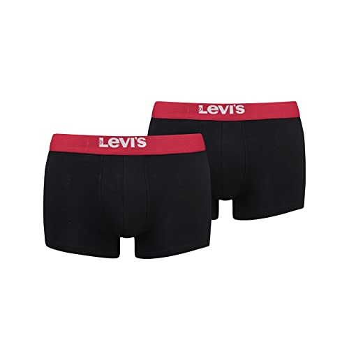 Levi's Herren Trunk Unterwäsche, Schwarz/Rot, M (2er Pack) von LEVIS