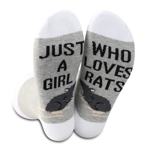 LEVLO 2 Paar Affensocken, Affenliebhaber, Geschenk, Just A Girl Who Loves Monkeys Neuheit Socken für Frauen Mädchen, Who Loves Rats, Large von LEVLO