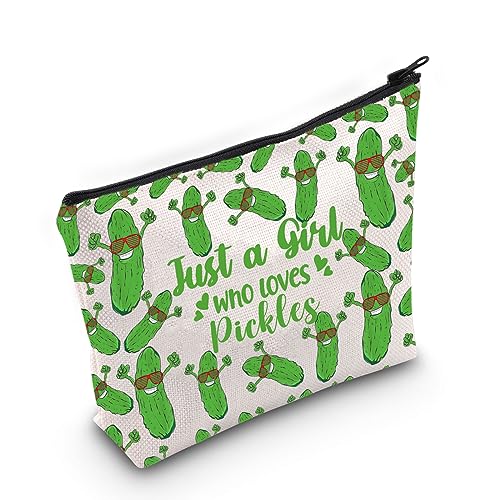 LEVLO Lustige Kosmetiktasche, Gurkenfutter, Kostüm, Partygeschenk, Just A Girl Who Loves Pickles von LEVLO