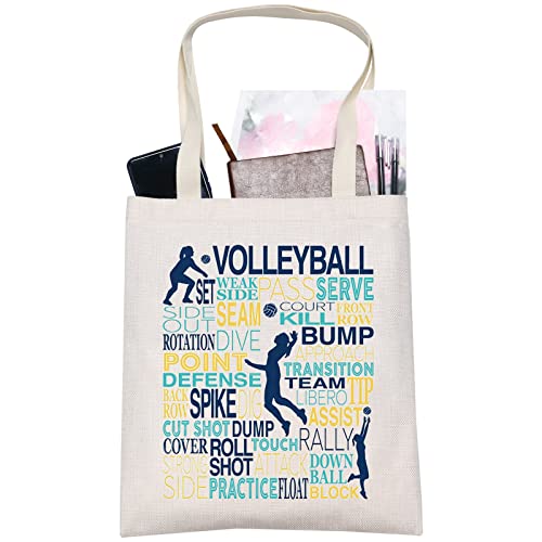 LEVLO Volleyball-Mädchen-Tragetasche aus Segeltuch, Geschenk für Volleyballspieler, Volleyball-Team, Schultertasche für Volleyball-Liebhaber, Volleyball-Tragetasche, 33*37 von LEVLO