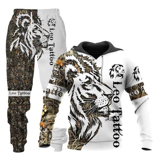 LEXAHO Unisex 3D Wolf Druck Hoodie Herren Jogginganzug Unisex Sweatshirts Hoody + Hose Sets S-6XL (Hoodie2,4XL) von LEXAHO