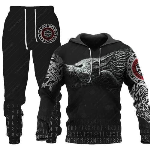 LEXAHO Unisex 3D Wolf Druck Hoodie Herren Jogginganzug Unisex Sweatshirts Hoody + Hose Sets S-6XL (Hoodie3,XL) von LEXAHO