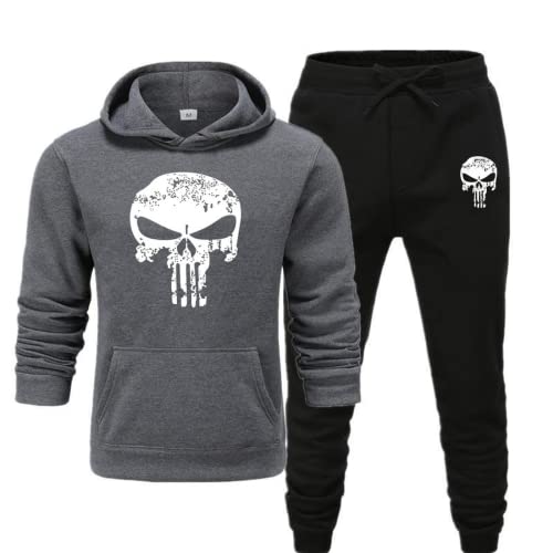 LEXAHO Unisex Totenkopf Jogginganzug Trainingsanzug Herren Kapuzenpullover Pullover Jogger Unisex Set Skull Jogginganzug 3D Pullover+Hose (Sportanzug 10,L) von LEXAHO